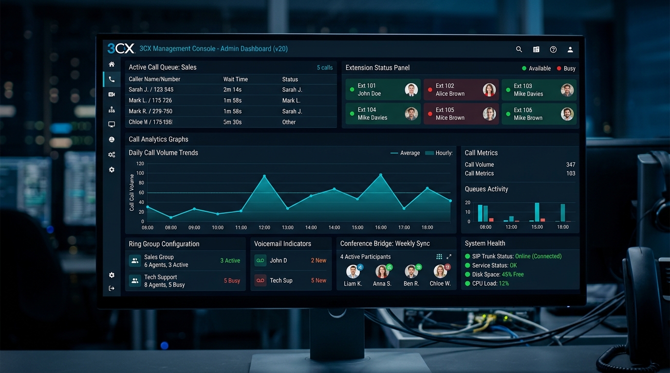 3CX VoIP Phone System Dashboard